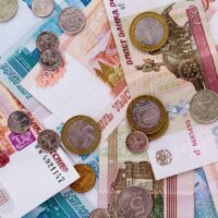 russian ruble banknotes and coins